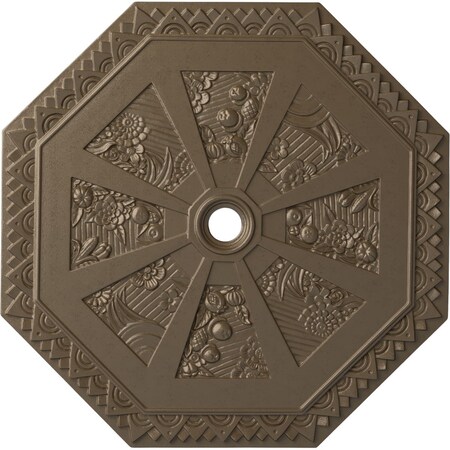 Ekena Millwork Spring Octagonal Ceiling Medallion (Canopies up to 3"), 29 1/8"OD x 2 1/4"ID x 1 1/8"P, Warm Silver CM30SPWSS